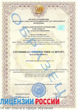 Образец сертификата соответствия аудитора №ST.RU.EXP.00006191-1 Волосово Сертификат ISO 50001