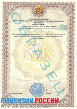 Образец сертификата соответствия (приложение) Волосово Сертификат ISO 13485