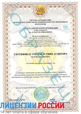 Образец сертификата соответствия аудитора №ST.RU.EXP.00014299-1 Волосово Сертификат ISO 14001